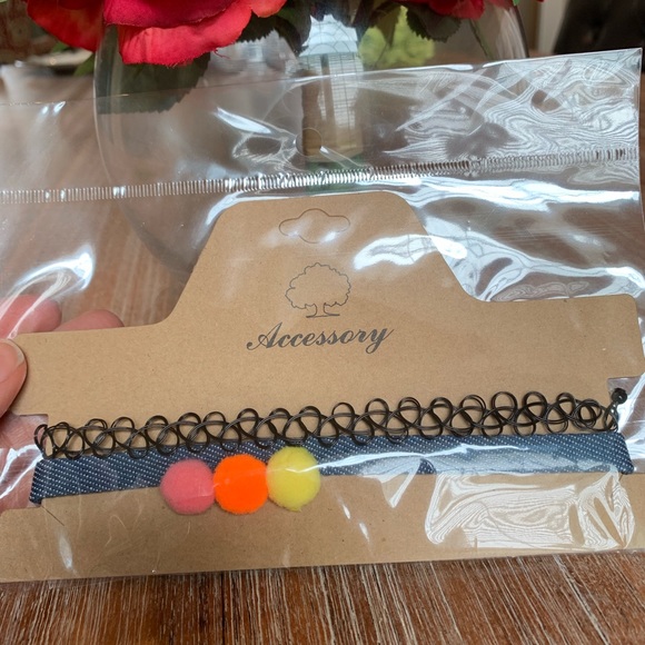 Cyber Monday Sale! Pom Pom Choker Necklace - Picture 3 of 6